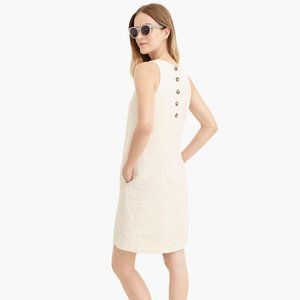 J. Crew XXS Button Back Linen Shift Dress in Ivory Sun-dried Linen